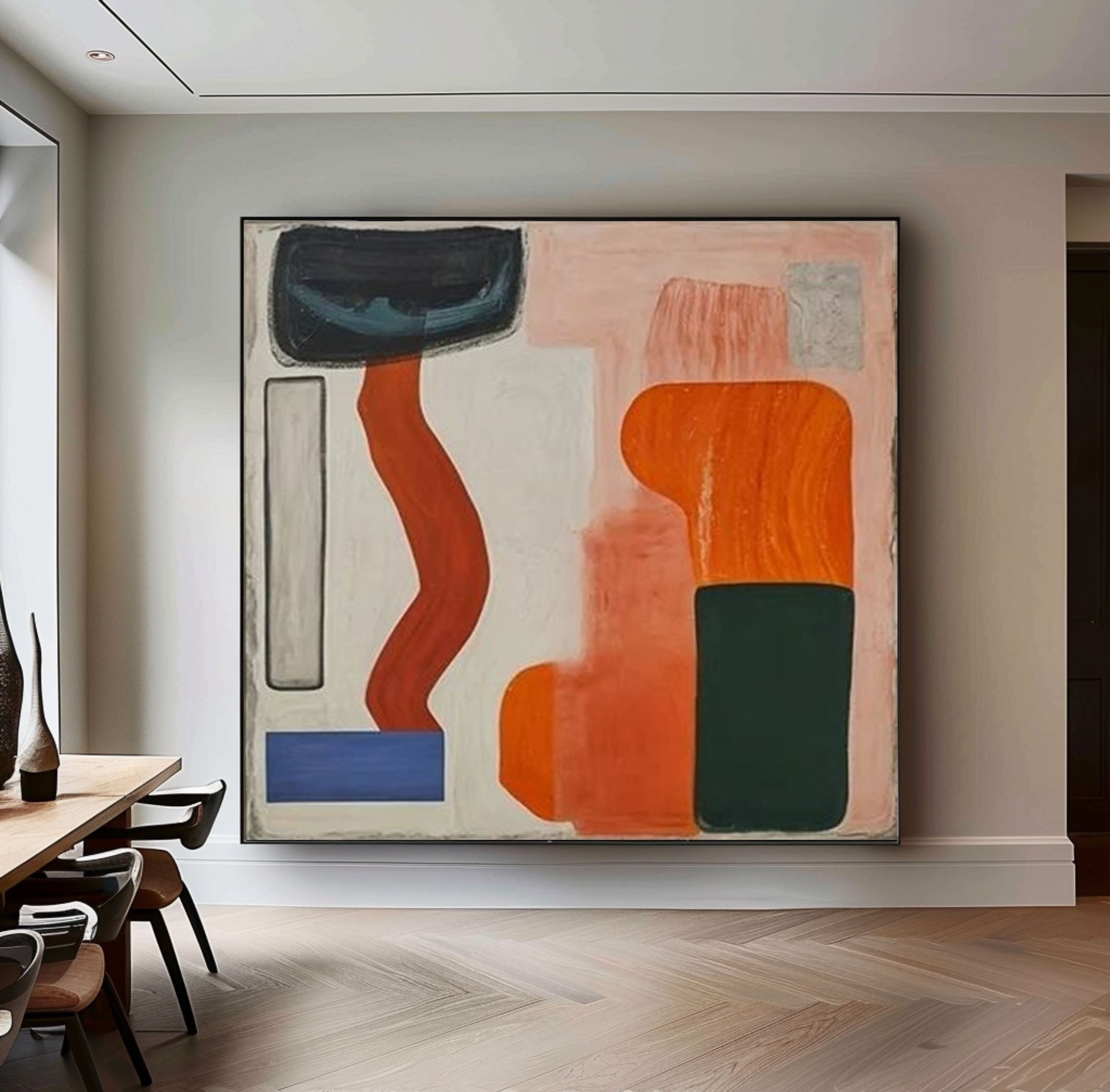 Mid - Century Modern Abstract Oil Painting JC0083 - Viral Wall Art